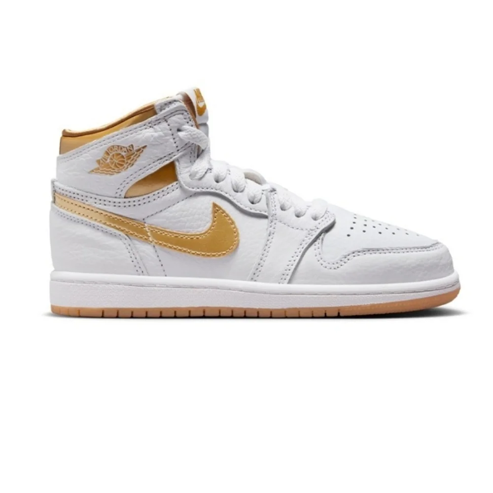 Jordan 1 Retro High Og White Metallic Gold Kids Sneakers